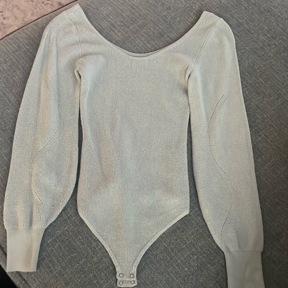 Light teal/gray long sleeved sweater bodysuit